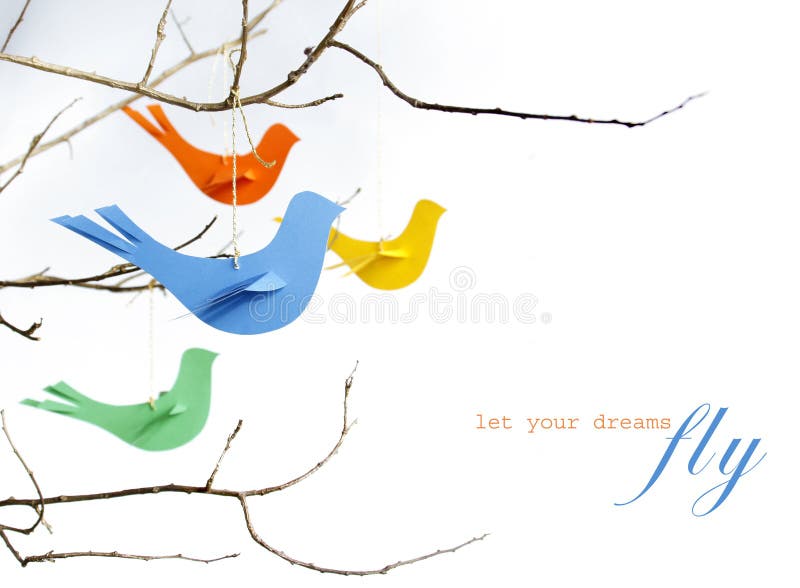 Paper birds on a white background. Paper birds on a white background