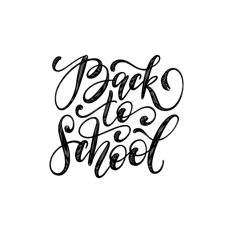 De volta à escola, rotulação da mão no fundo branco Vector a ilustração da caligrafia usada para o cartaz, cartão ilustração stock De volta à escola, rotulação da mão no fundo branco Vector a ilustração da caligrafia usada para o cartaz, cartão ilustração stock
