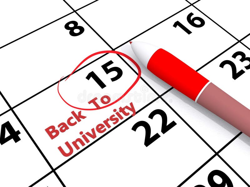 De volta à universidade no calendário ilustração stock