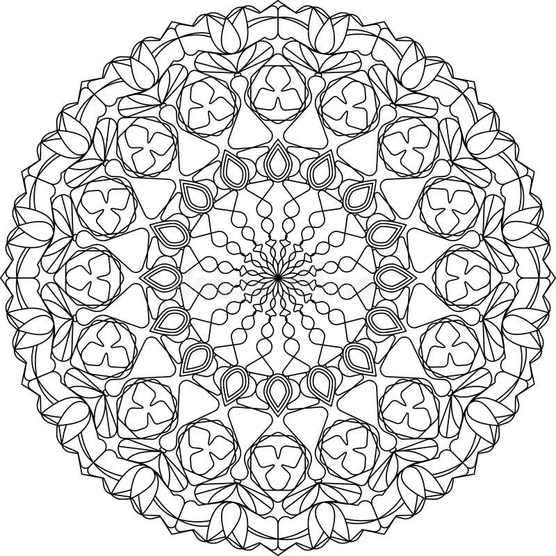 De volwassen kleurende pagina van cirkelmandala, met tulpenmotieven vector illustratie De volwassen kleurende pagina van cirkelmandala, met tulpenmotieven vector illustratie