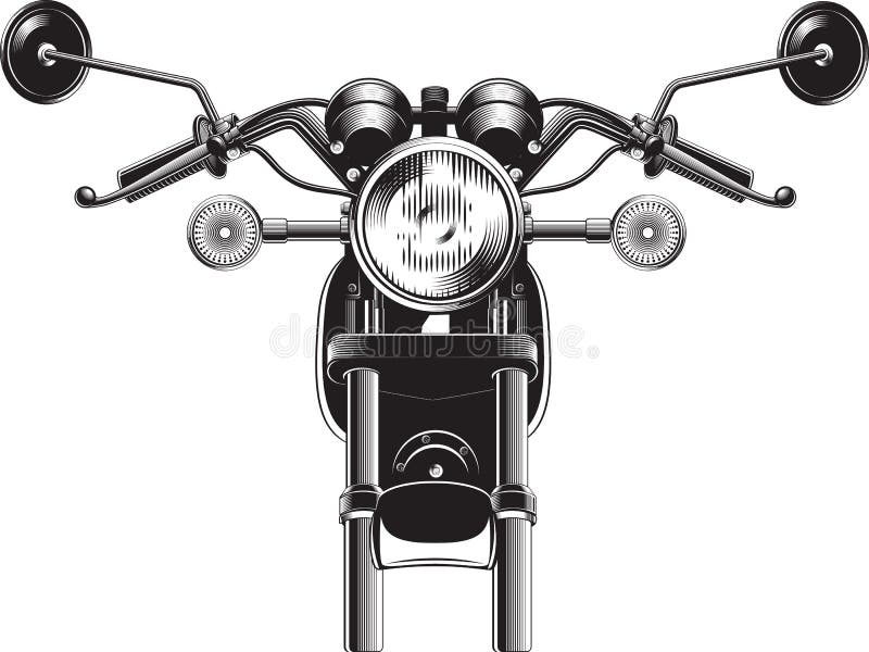 De voorkant van de bijlmotorfiets vector illustratie De voorkant van de bijlmotorfiets vector illustratie
