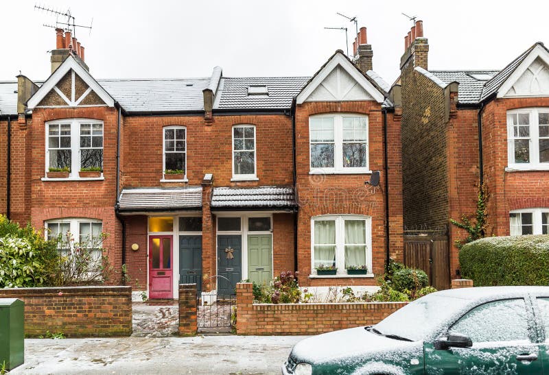 London suburb in snowy winter day, UK. London suburb in snowy winter day, UK