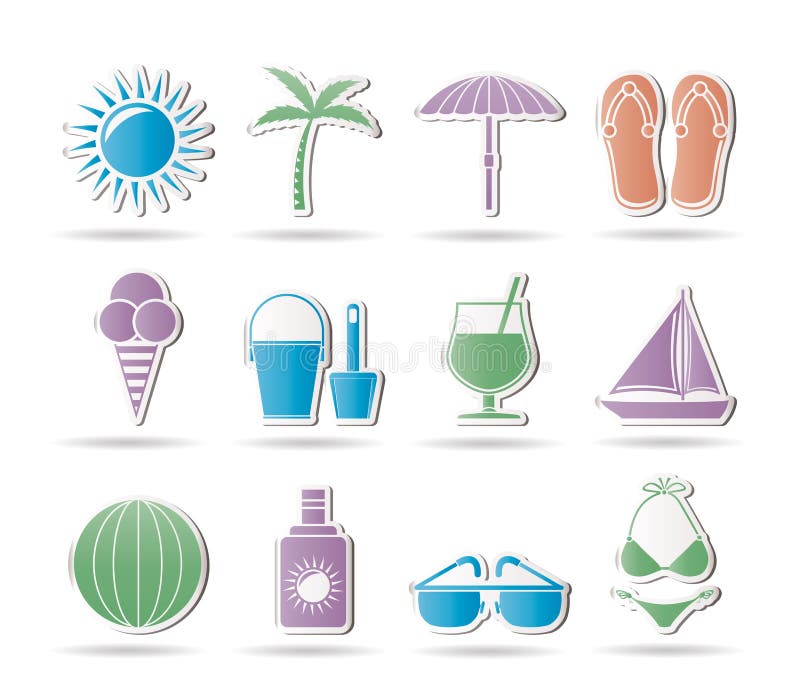 Summer, Holiday and beach objects - Vector Illustration. Summer, Holiday and beach objects - Vector Illustration