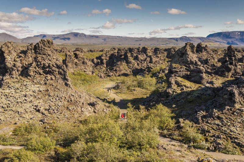 Rotsformaties in het gebied Dimmuborgir - IJsland royalty-vrije stock foto