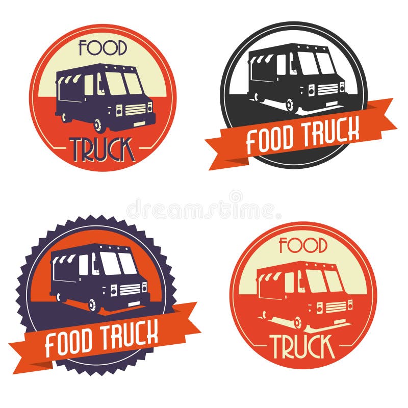 De vrachtwagen van het embleemvoedsel stock illustratie De vrachtwagen van het embleemvoedsel stock illustratie