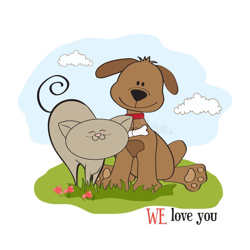 De vriendschap van de hond & van de kat vector illustratie De vriendschap van de hond & van de kat vector illustratie