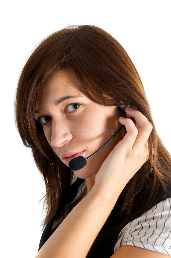De vriendschappelijke agent van de klantendienst stock foto De vriendschappelijke agent van de klantendienst stock foto