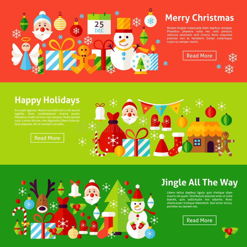 De vrolijke Horizontale Banners van het Kerstmisweb stock illustratie De vrolijke Horizontale Banners van het Kerstmisweb stock illustratie