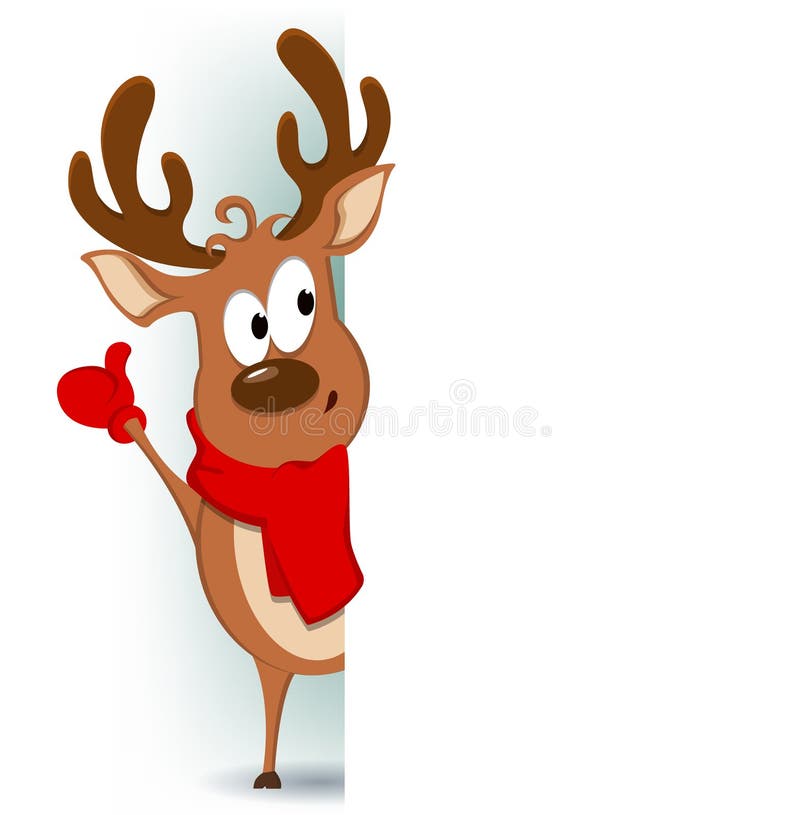 De vrolijke kaart die van de Kerstmisgroet met grappig rendier behin bevinden zich vector illustratie De vrolijke kaart die van de Kerstmisgroet met grappig rendier behin bevinden zich vector illustratie