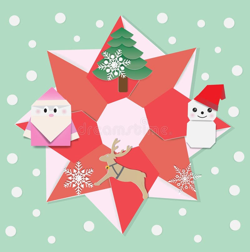 De vrolijke origami van de Kerstmiskroon royalty-vrije illustratie De vrolijke origami van de Kerstmiskroon royalty-vrije illustratie