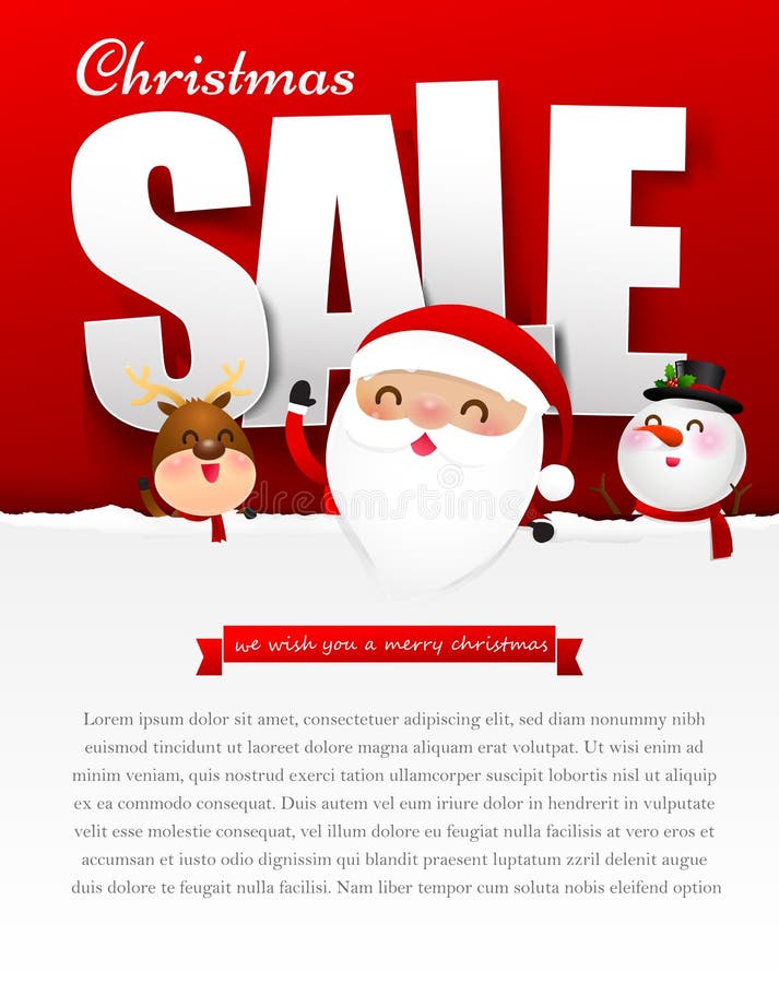 De vrolijke tekst van de Kerstmisverkoop met de vectorillustratie van de Kerstman royalty-vrije illustratie De vrolijke tekst van de Kerstmisverkoop met de vectorillustratie van de Kerstman royalty-vrije illustratie