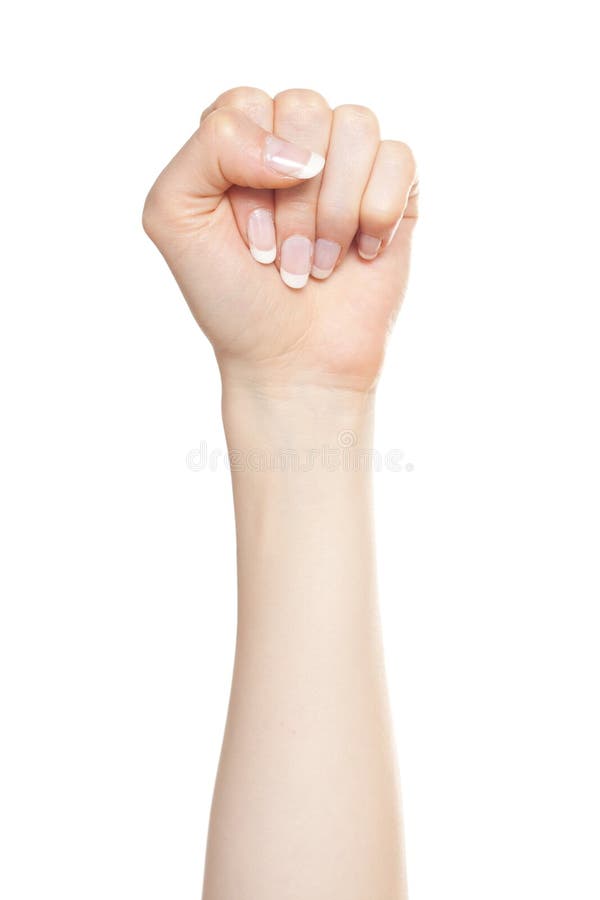 Vrouwenhand in een vuist stock afbeeldingen