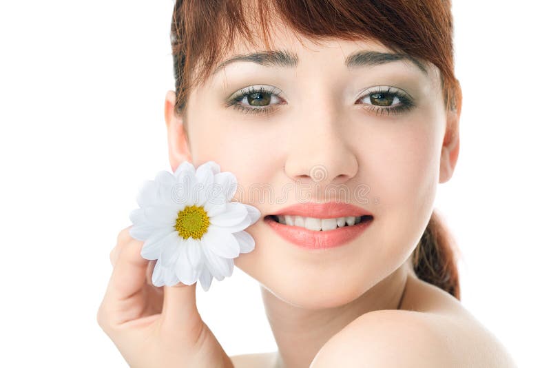 De vrouw van de schoonheid met bloem stock afbeelding De vrouw van de schoonheid met bloem stock afbeelding