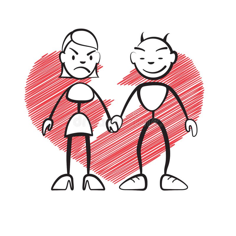 De vrouw van het stokcijfer en duivel, gebroken hart royalty-vrije illustratie De vrouw van het stokcijfer en duivel, gebroken hart royalty-vrije illustratie