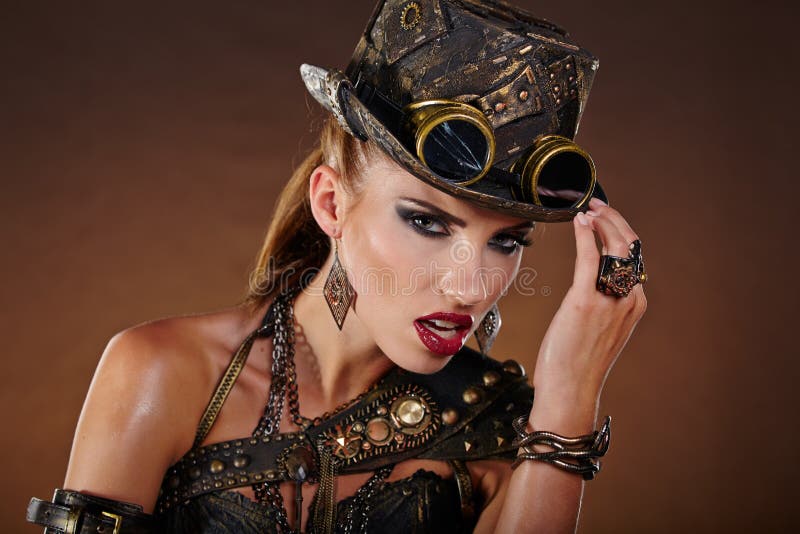 De Vrouw van Steampunk Fantasiemanier stock afbeelding De Vrouw van Steampunk Fantasiemanier stock afbeelding