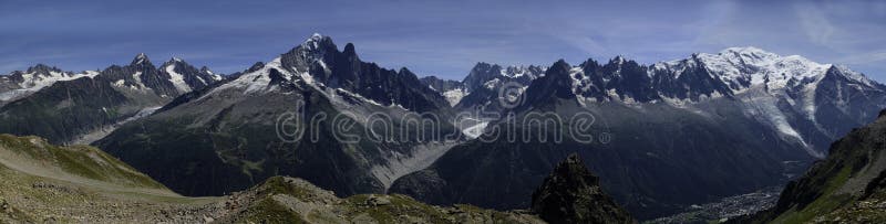 De waaier van Mont Blanc royalty-vrije stock afbeeldingen De waaier van Mont Blanc royalty-vrije stock afbeeldingen