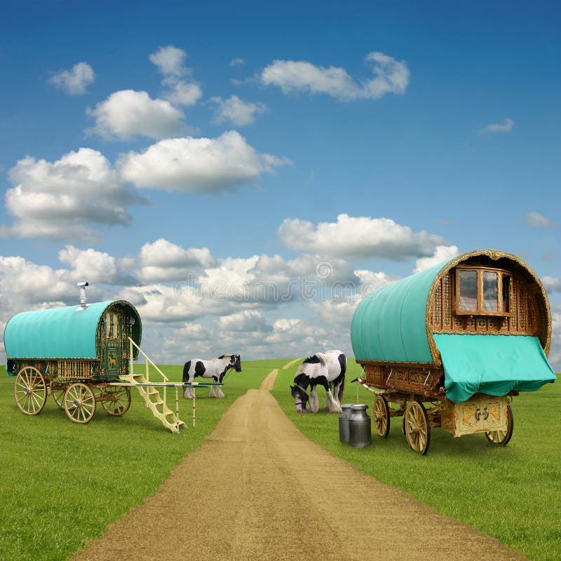 De Wagen van de zigeuner, Caravan royalty-vrije stock foto De Wagen van de zigeuner, Caravan royalty-vrije stock foto