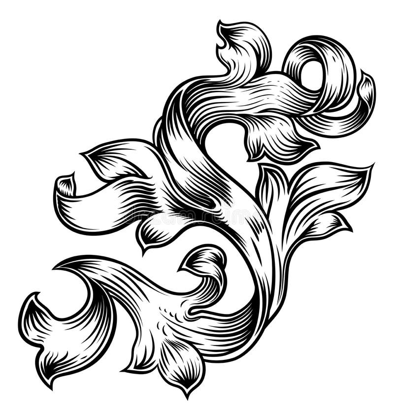 De Wapenkundeontwerp van het rol Bloemen Filigraanpatroon vector illustratie De Wapenkundeontwerp van het rol Bloemen Filigraanpatroon vector illustratie