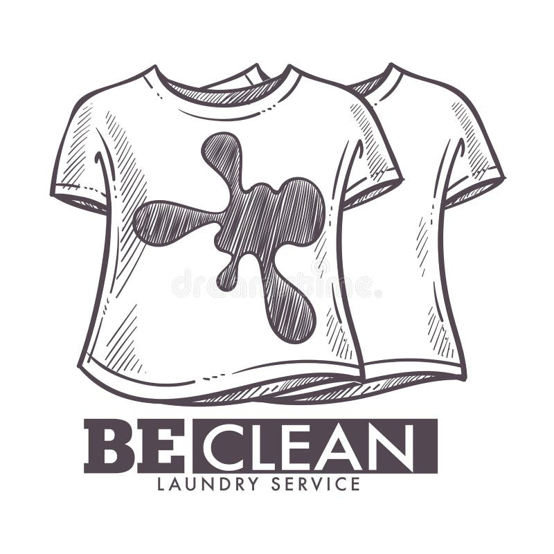 De wasserijdienst is schone, vuile t-shirts die logotype wassen