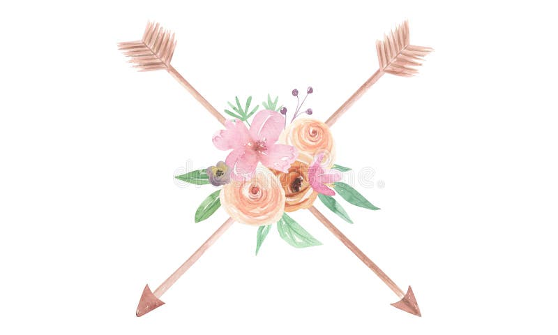 De waterverfpijlen bloeit de Bloemen Geschilderde Bessen van Boeketveren vector illustratie De waterverfpijlen bloeit de Bloemen Geschilderde Bessen van Boeketveren vector illustratie