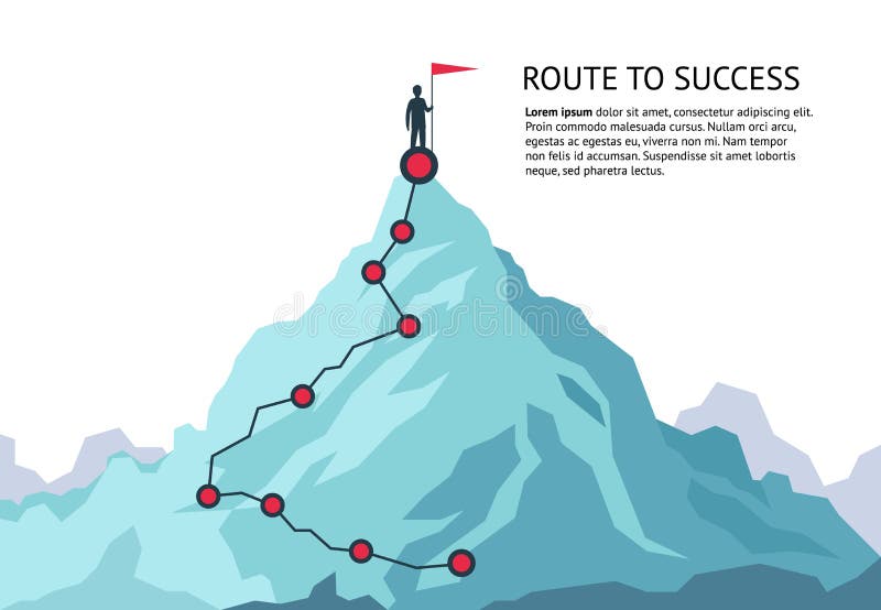 De weg van de bergreis Van het de carrière hoogste doel van de routeuitdaging de infographic reis van het de groeiplan aan succes
