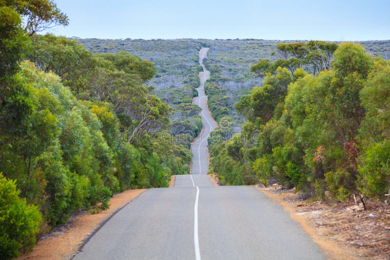 De weg van het Zuid- kangoeroeeiland Australië