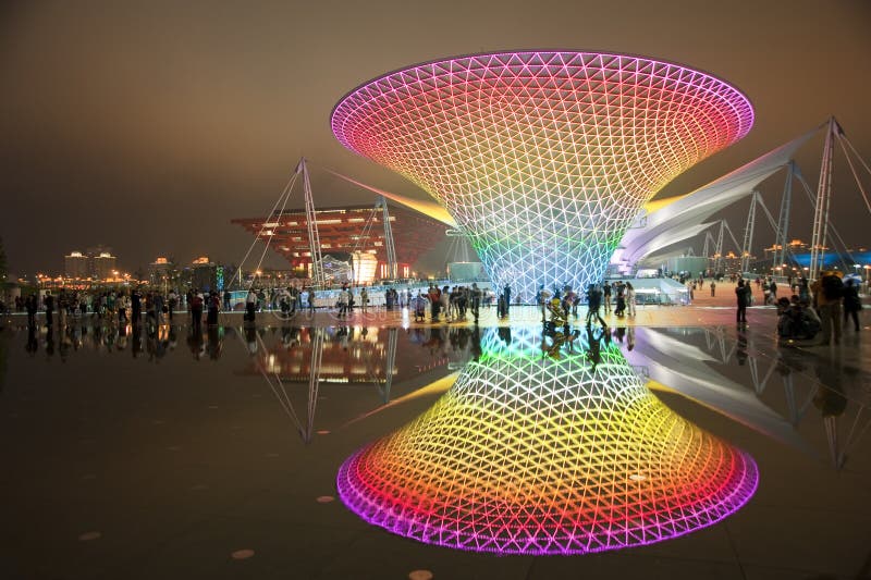 Night view of Shanghai World Expo - expo axis. Night view of Shanghai World Expo - expo axis