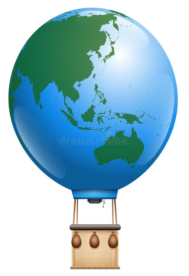 De Wereld van Azië Australië van de hete Luchtballon stock illustratie De Wereld van Azië Australië van de hete Luchtballon stock illustratie