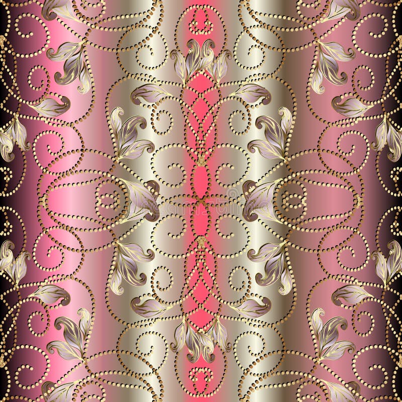 De wijnoogst stippelde 3d vector naadloos patroon Geweven gradiënt arabesque achtergrond Het goud schittert Schitterende tracery stock illustratie De wijnoogst stippelde 3d vector naadloos patroon Geweven gradiënt arabesque achtergrond Het goud schittert Schitterende tracery stock illustratie