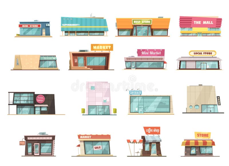 De winkelbouw Reeks vector illustratie De winkelbouw Reeks vector illustratie
