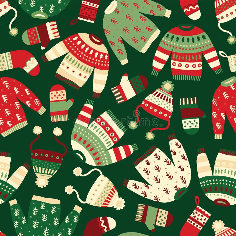 Naadloos vectorpatroon met winterkleding voor de feestdagen royalty-vrije illustratie