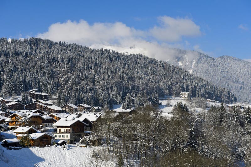 De winter in Morzine, Haute Savoie, Frankrijk
