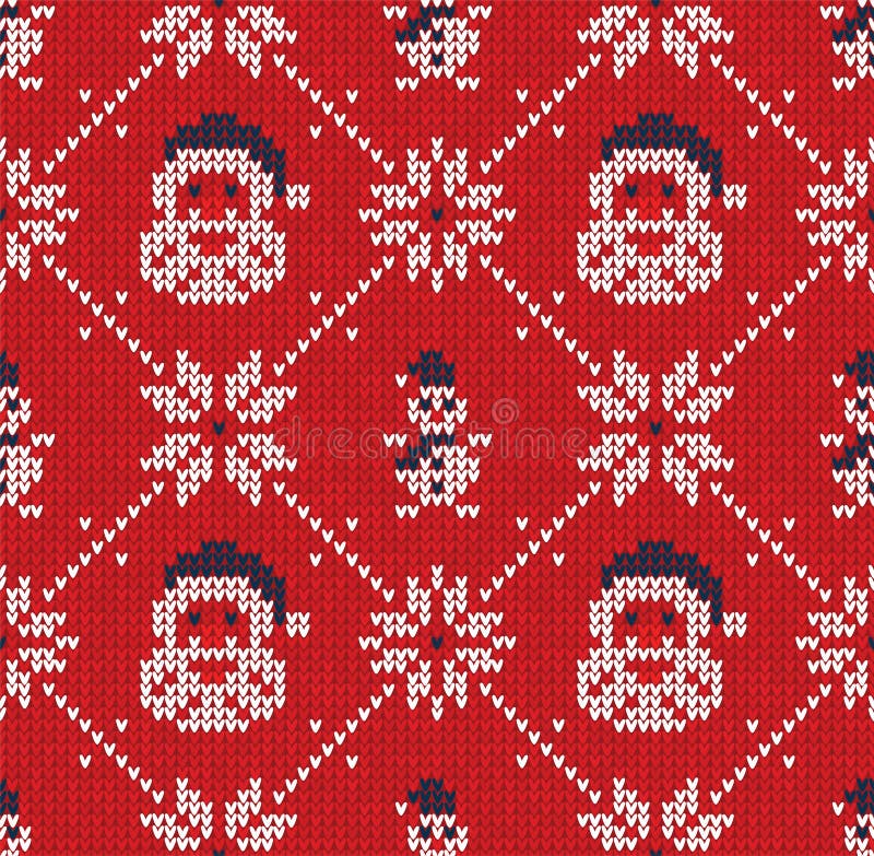 De winterkerstmis breide naadloze abstracte achtergrond Santa Claus, sneeuwvlokken, sneeuwman royalty-vrije illustratie De winterkerstmis breide naadloze abstracte achtergrond Santa Claus, sneeuwvlokken, sneeuwman royalty-vrije illustratie