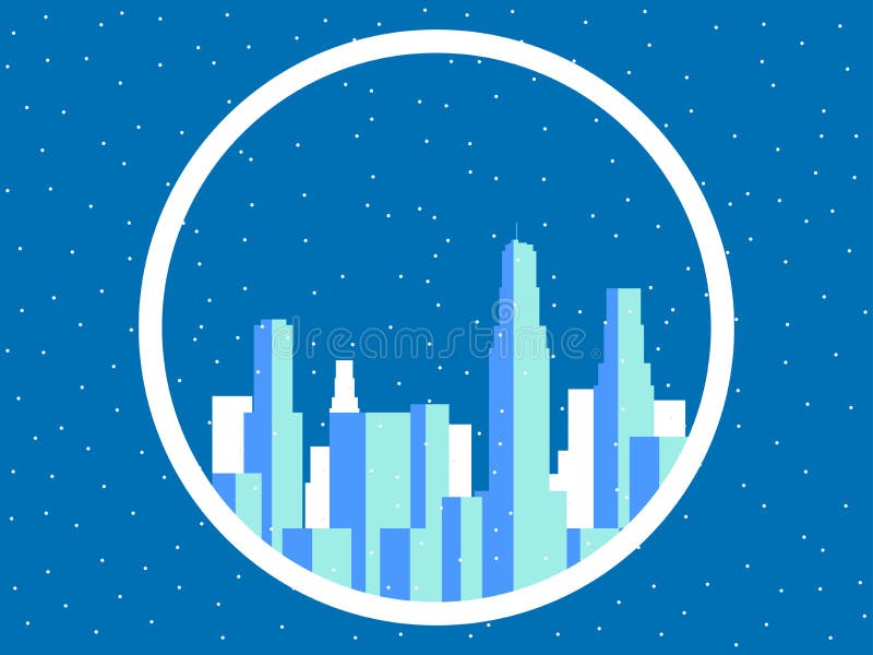 De winterstad met wolkenkrabbers Snow-covered metropool, de overzichten van gebouwen Vector royalty-vrije illustratie De winterstad met wolkenkrabbers Snow-covered metropool, de overzichten van gebouwen Vector royalty-vrije illustratie