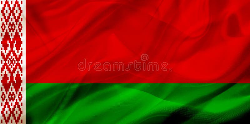 De Witrussische vlag van het land op zijde of zijdeachtige het golven textuur stock illustratie De Witrussische vlag van het land op zijde of zijdeachtige het golven textuur stock illustratie