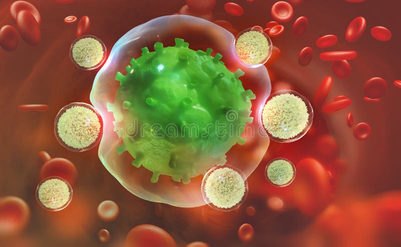 De witte bloedlichaampjes vallen het virus aan Immuniteit van het lichaam royalty-vrije illustratie De witte bloedlichaampjes vallen het virus aan Immuniteit van het lichaam royalty-vrije illustratie