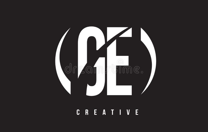 De Witte Brief Logo Design van GE G E met Zwarte Achtergrond