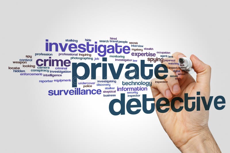 Woordwolk privédetective stock afbeelding