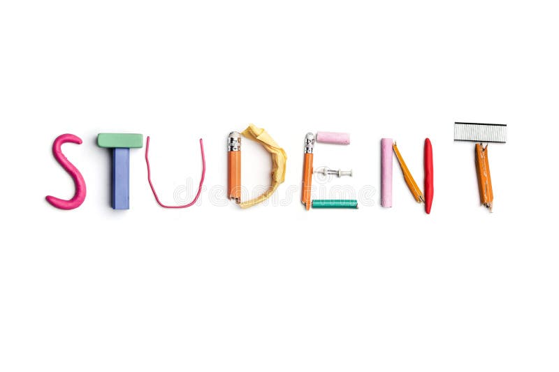 De woordstudent creeerde van bureaukantoorbehoeften stock fotografie De woordstudent creeerde van bureaukantoorbehoeften stock fotografie