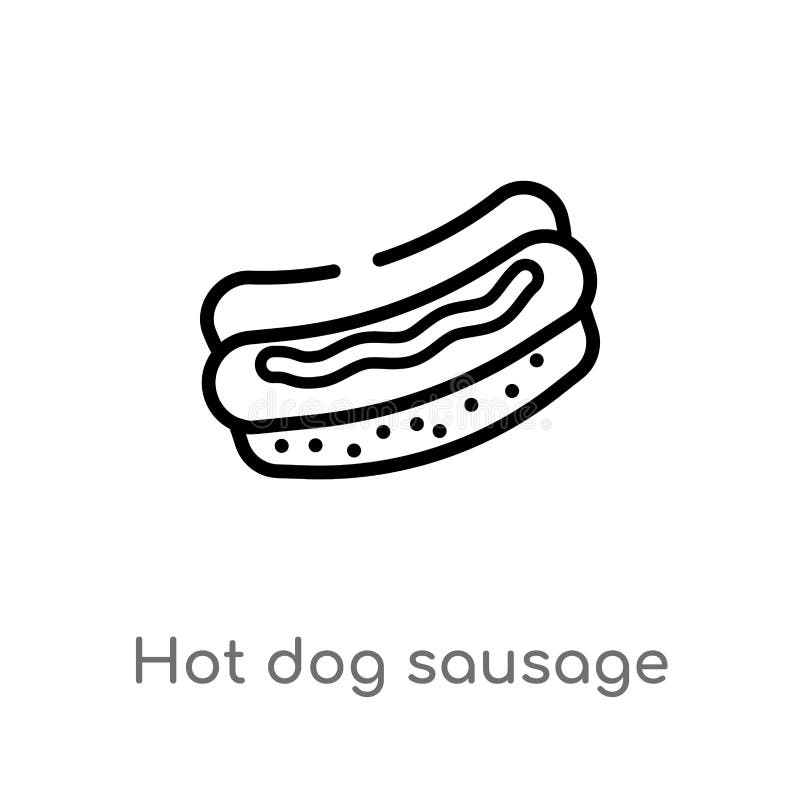 de worst van de overzichtshotdog in brood vectorpictogram de geïsoleerde zwarte eenvoudige illustratie van het lijnelement van Am vector illustratie de worst van de overzichtshotdog in brood vectorpictogram de geïsoleerde zwarte eenvoudige illustratie van het lijnelement van Am vector illustratie