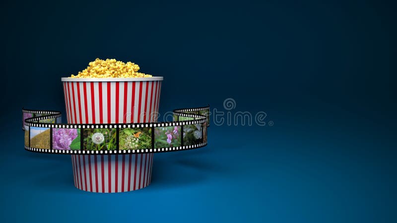 De zak van het document met popcorn en filmspoel vector illustratie De zak van het document met popcorn en filmspoel vector illustratie