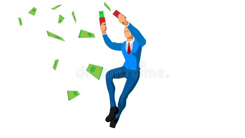 De zakenlieden verspillen geld uitdrukking en viering van overwinning Financi?le Vrijheid royalty-vrije illustratie De zakenlieden verspillen geld uitdrukking en viering van overwinning Financi?le Vrijheid royalty-vrije illustratie