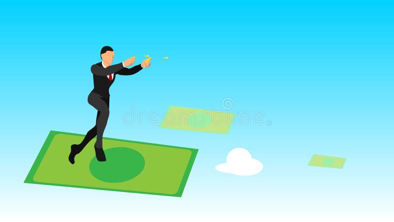De zakenlieden werpen gouden muntstukken in de hemel vlakke vectorkarakters met stevige kleuren het surfen met geld leeg malplaat stock illustratie De zakenlieden werpen gouden muntstukken in de hemel vlakke vectorkarakters met stevige kleuren het surfen met geld leeg malplaat stock illustratie