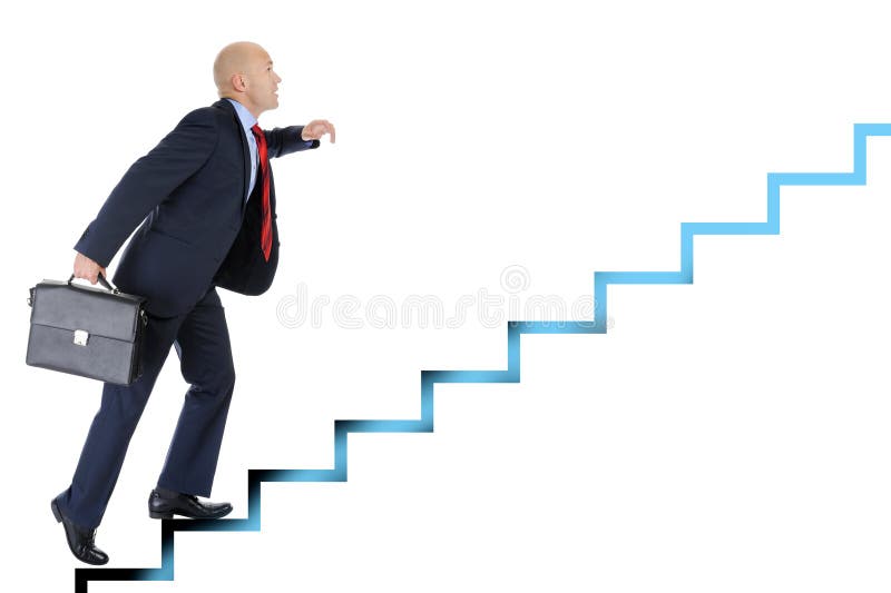 De zakenman lanceert de carrièreladder stock afbeelding De zakenman lanceert de carrièreladder stock afbeelding