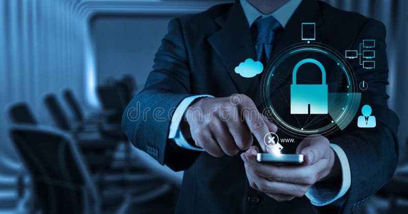 De zakenmanhand toont 3d mobiel met hangslot royalty-vrije stock afbeeldingen De zakenmanhand toont 3d mobiel met hangslot royalty-vrije stock afbeeldingen