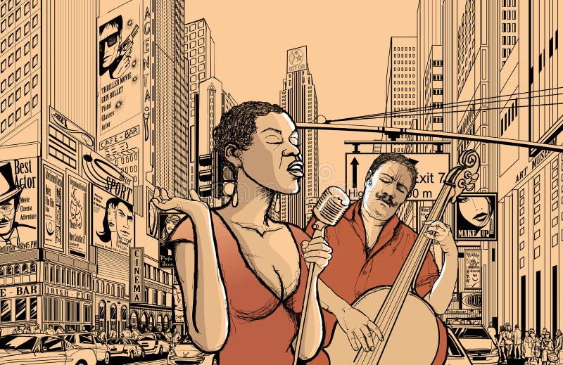 De zanger en doublle de baarzen van de jazz royalty-vrije illustratie De zanger en doublle de baarzen van de jazz royalty-vrije illustratie