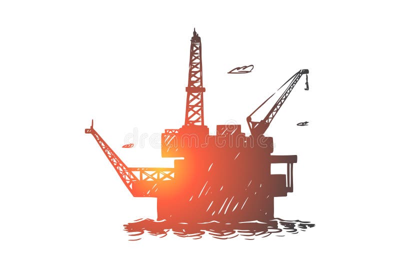 De zeeboortoren van de oliemijnbouw, industri?le oceaan boortoren, olieveldinstallatie in overzees, mariene bouw stock illustratie De zeeboortoren van de oliemijnbouw, industri?le oceaan boortoren, olieveldinstallatie in overzees, mariene bouw stock illustratie