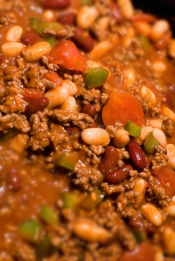 A close of of beef chili con carne. A close of of beef chili con carne.