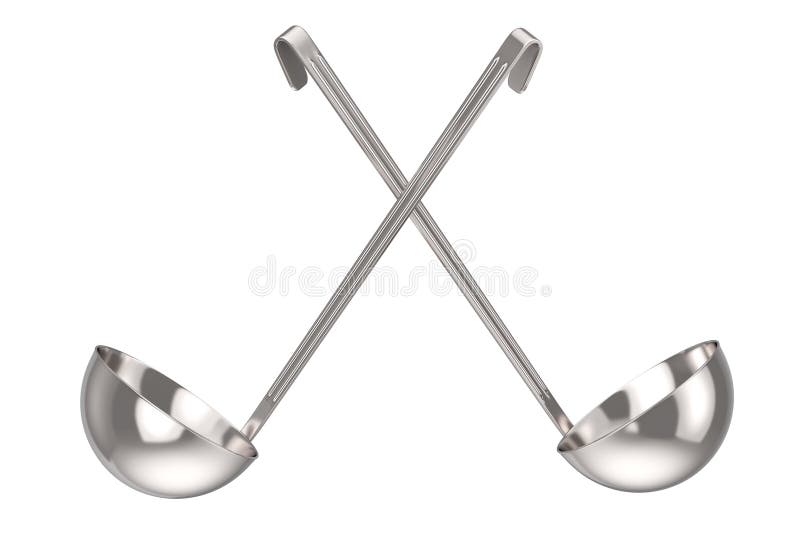 De zilveren Pollepel van de Roestvrij staalkeuken het 3d teruggeven vector illustratie De zilveren Pollepel van de Roestvrij staalkeuken het 3d teruggeven vector illustratie