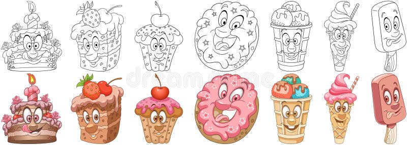 De zoete reeks van het Dessertvoedsel stock illustratie De zoete reeks van het Dessertvoedsel stock illustratie